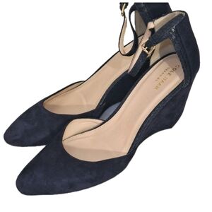 Cole Haan Grand OS Womens Blue Suede Leather Comfort High Heel Wedge Size 9.5 B